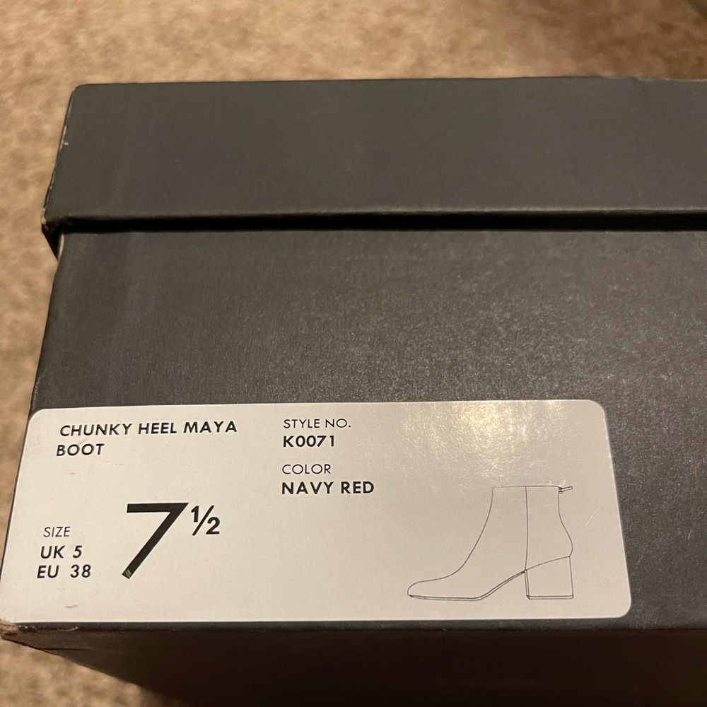 J Crew Chucky Heel Maya Boots Red & Blue - Picture 5 of 5